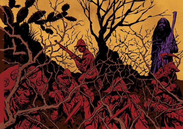 Ilustração da adaptação para quadrinhos por Rodrigo Rosa.